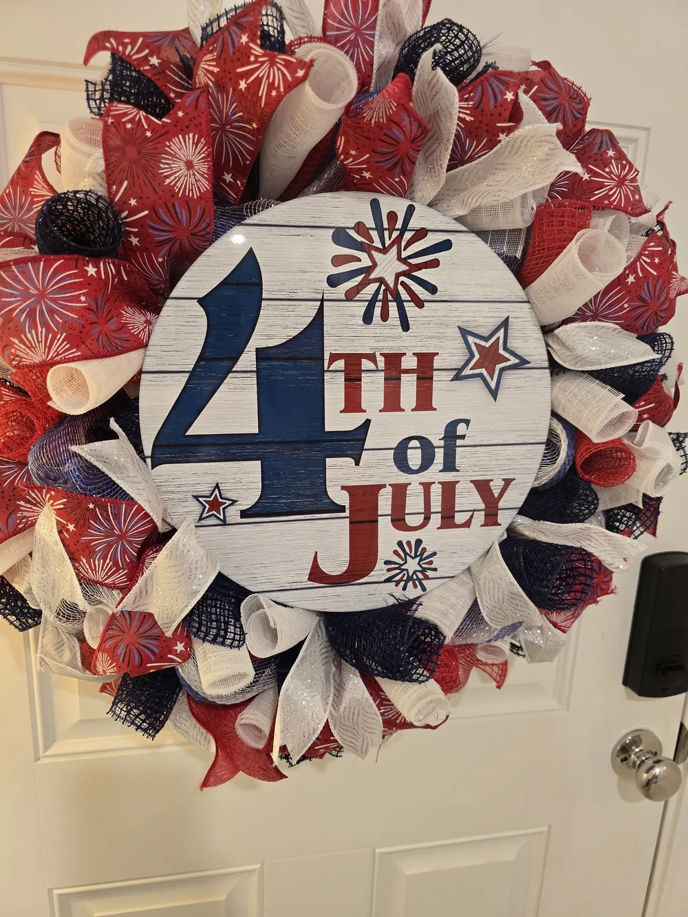 Patriotic 4th of July Wreath - Red, White & Blue